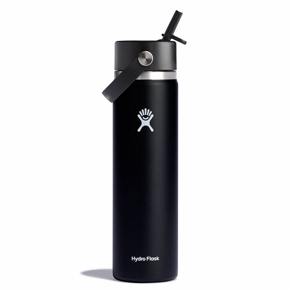 24 oz Wide Mouth with Flex Straw Cap - Black